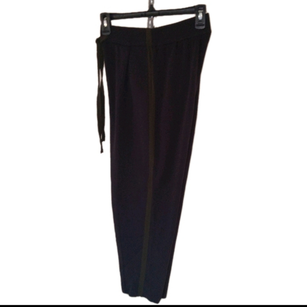 System Black Hi Waisted Olive Stripe Stretch Knit Straight Pants XS/S
